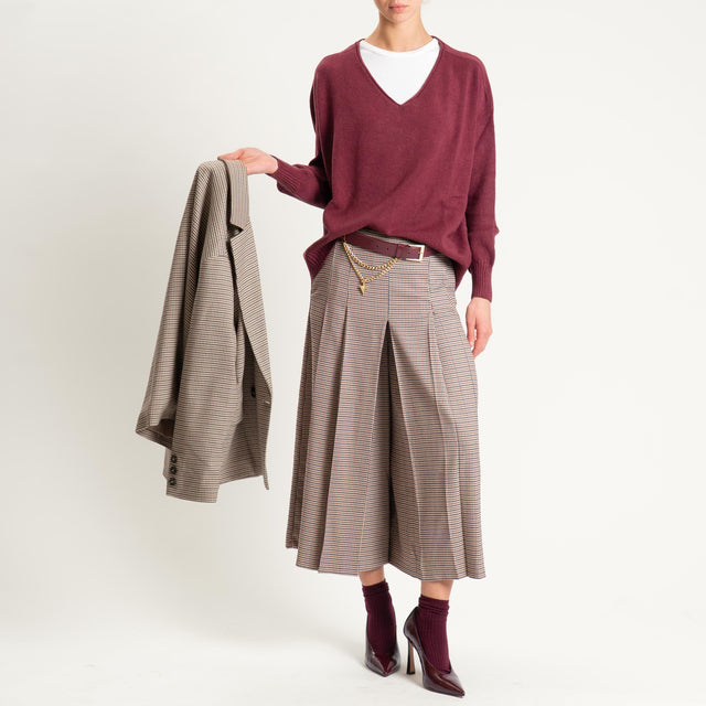 Tensione in-Gonna pied de poule con pieghe - beige/nero/vino