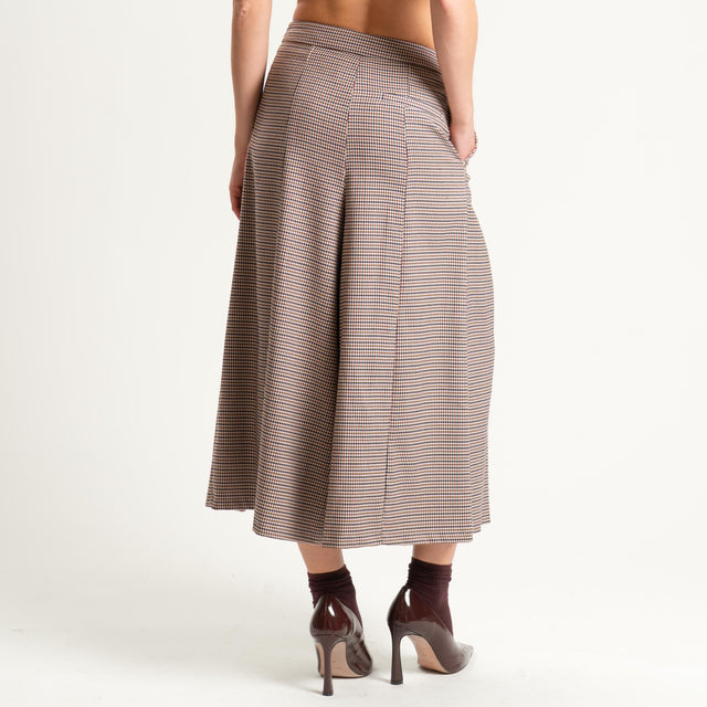 Tensione in-Gonna pied de poule con pieghe - beige/nero/vino
