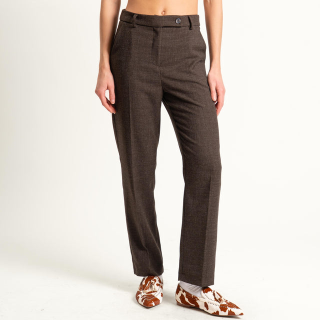 Tensione in- Pantalone tessuto diagonale - moro melange