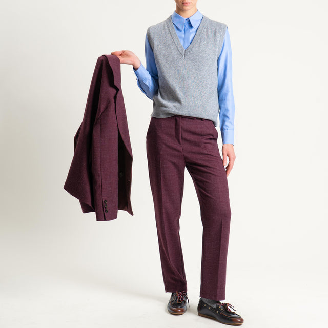 Tensione in- Pantalone tessuto diagonale - Bordeaux melange