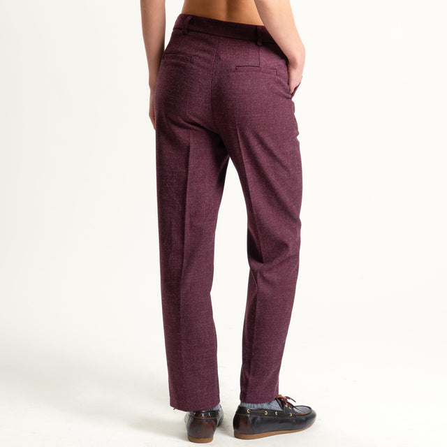 Tensione in- Pantalone tessuto diagonale - Bordeaux melange