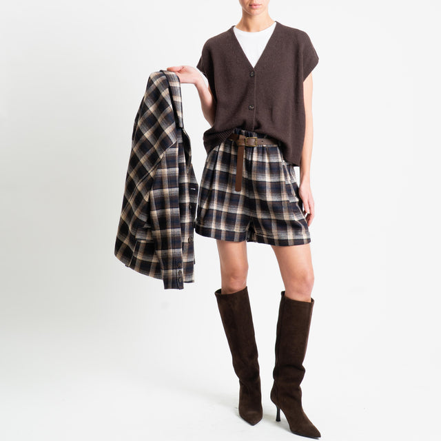 Tensione in-Shorts check misto lana - blu/moro/beige