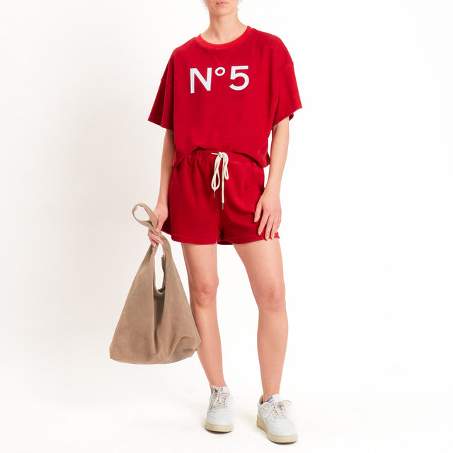 Tensione in-Shorts punto spugna n5 - rosso/bianco