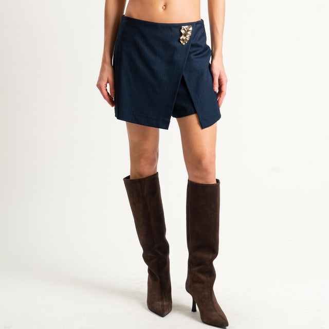 Tensione in-Shorts gessato portafoglio con spilla - blu
