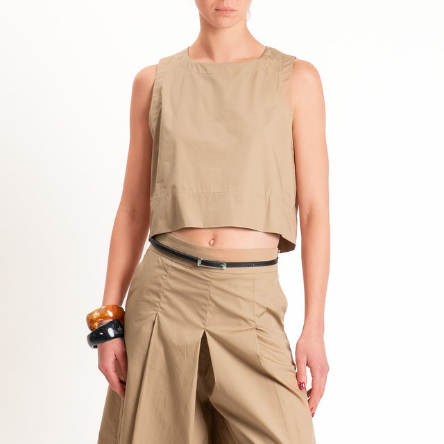 Tensione in-Gilet bottone dietro - cognac