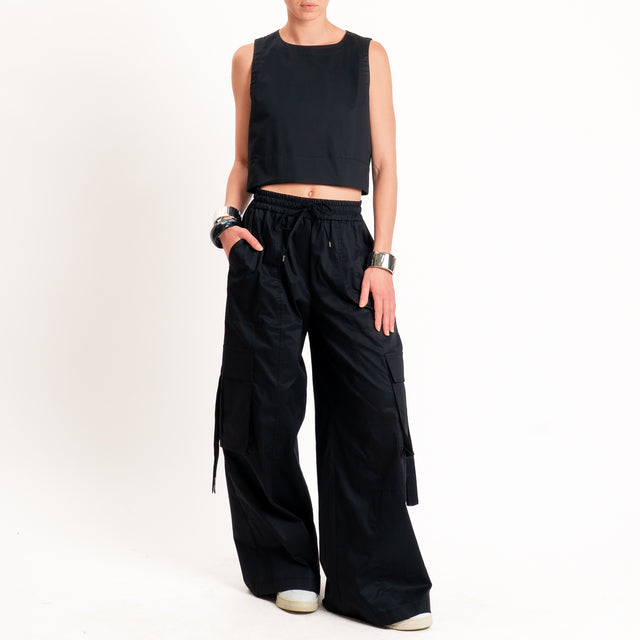 Tensione in-Gilet bottone dietro - nero