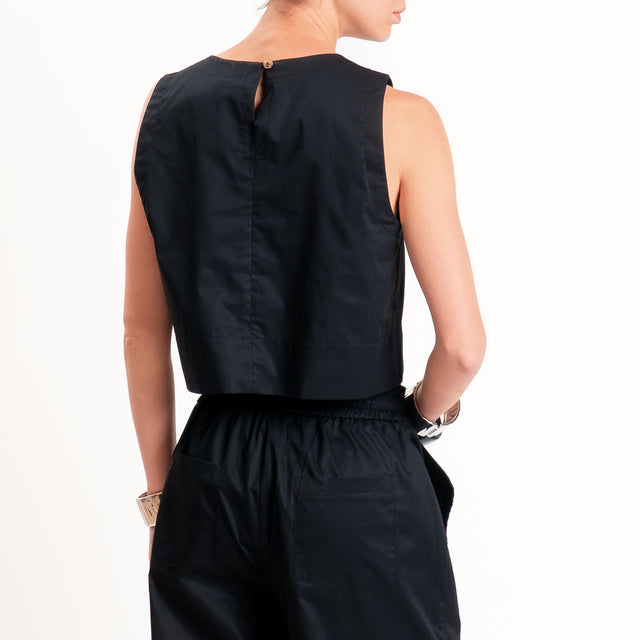 Tensione in-Gilet bottone dietro - nero