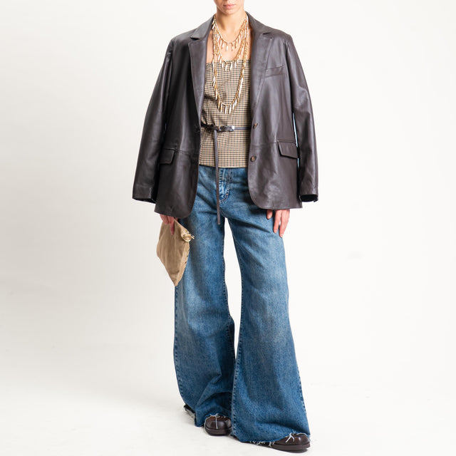 Tensione in-Top a fascia check - beige/moro/nero