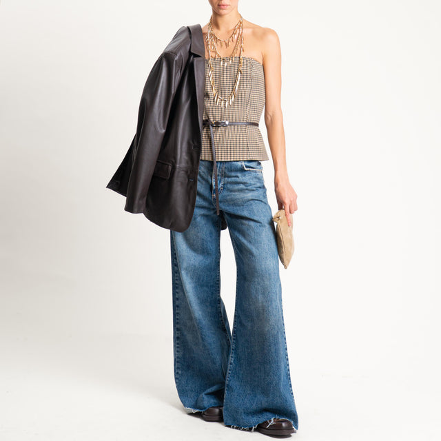 Tensione in-Top a fascia check - beige/moro/nero