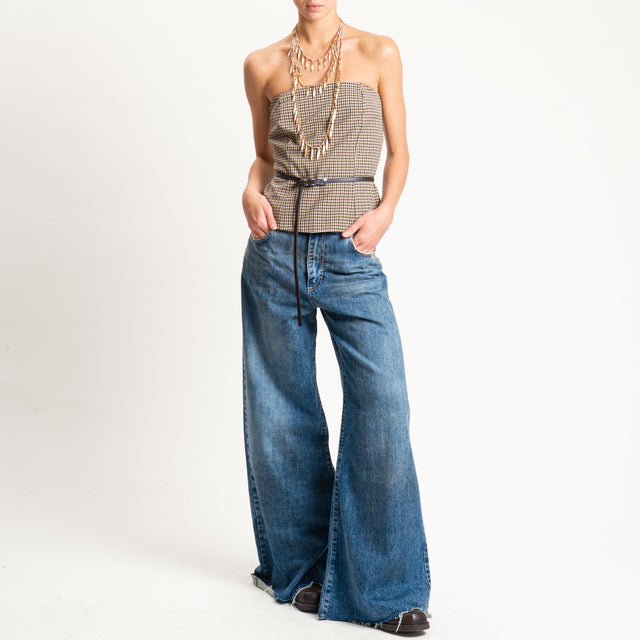 Tensione in-Top a fascia check - beige/moro/nero