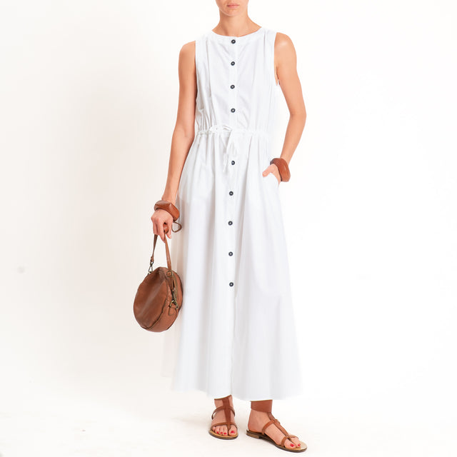 Tensione in-Chemisier smanicato con coulisse - Bianco