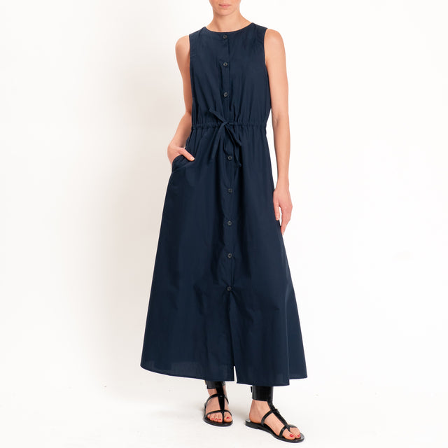 Tensione in-Chemisier smanicato con coulisse - blu