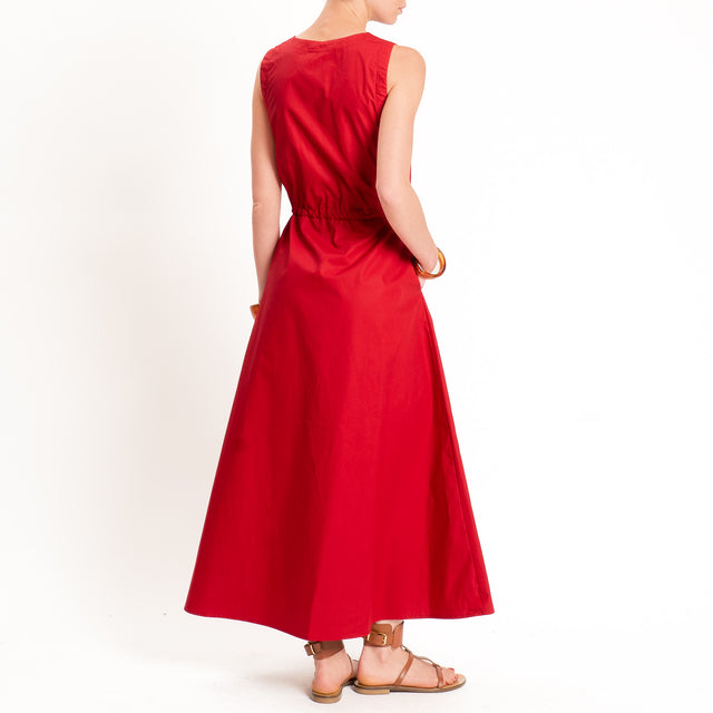 Tensione in-Chemisier smanicato con coulisse - rosso