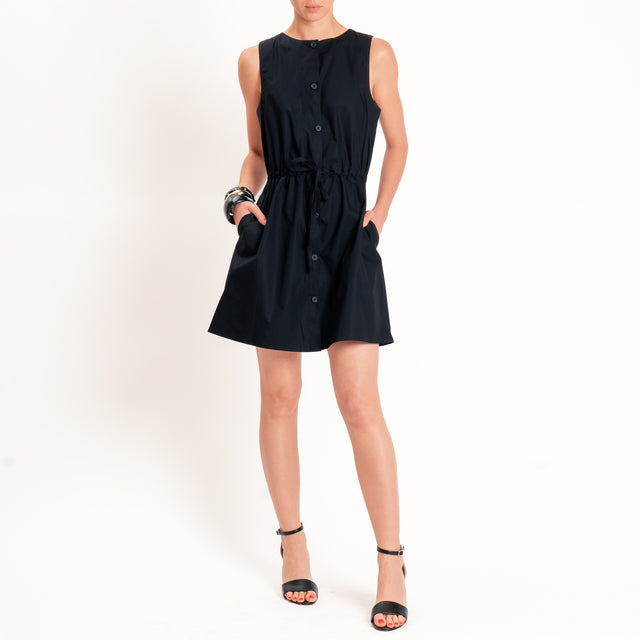 Tensione in-Chemisier corto smanicato con coulisse - Nero