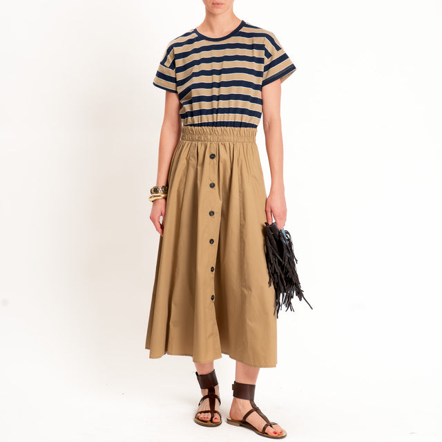 Tensione in-Abito righe doppio tessuto - beige/blu/beige