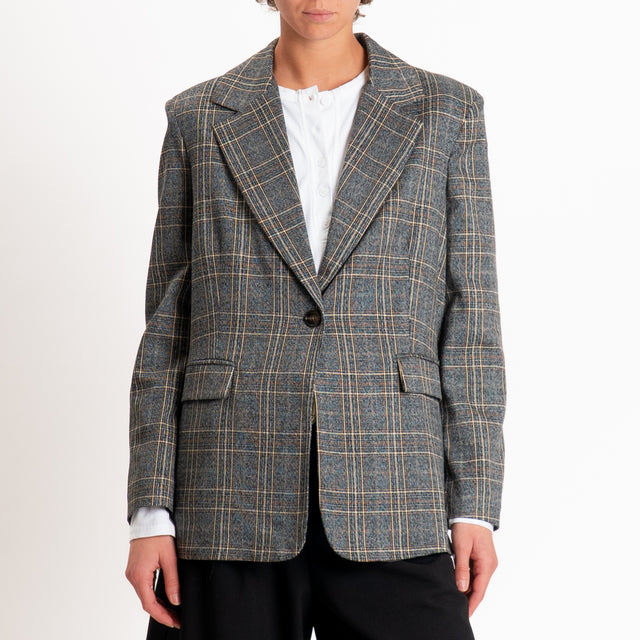 Tensione in-Giacca check con frange - grigio/moro