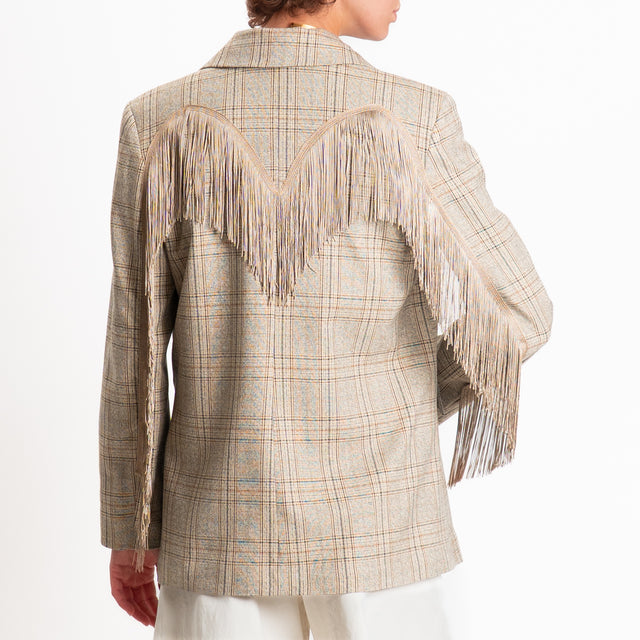 Tensione in-Giacca check con frange - beige/beige