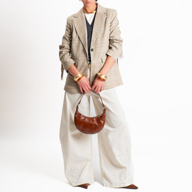 Tensione in-Giacca check con frange - beige/beige