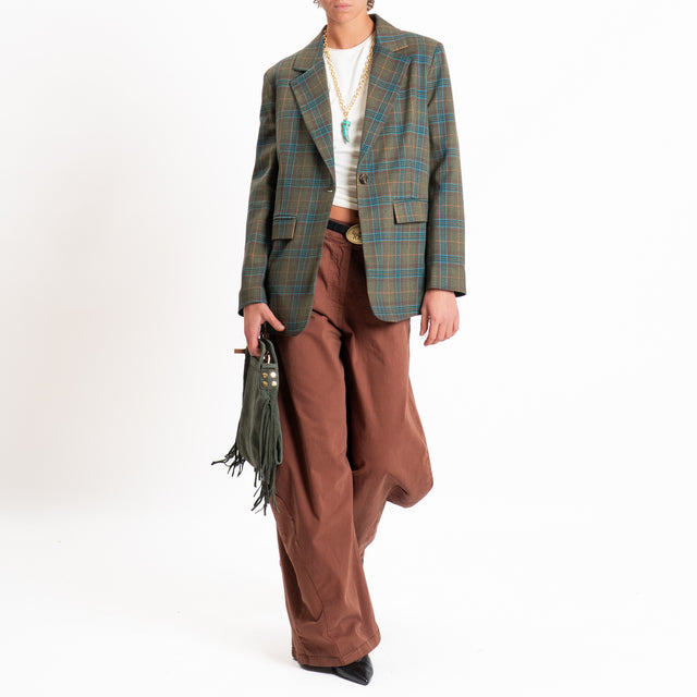 Tensione in-Giacca check con frange - verde/moro