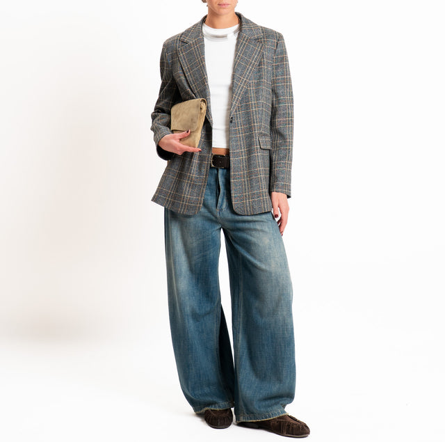 Tensione in-Giacca check con frange - grigio/beige