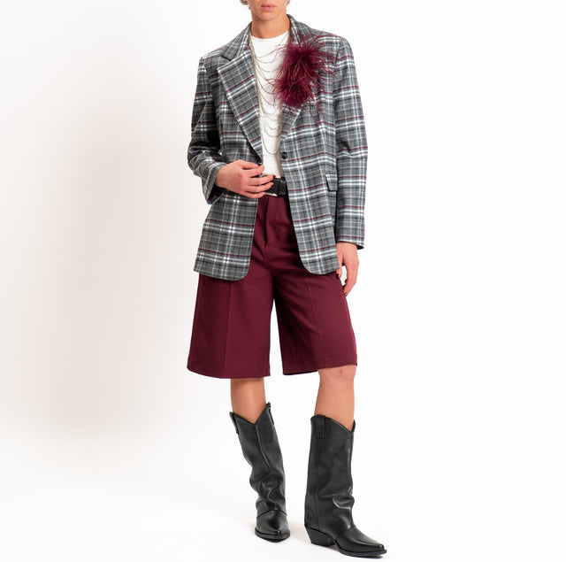 Tensione in-Giacca check con spille - antracite/latte/vino