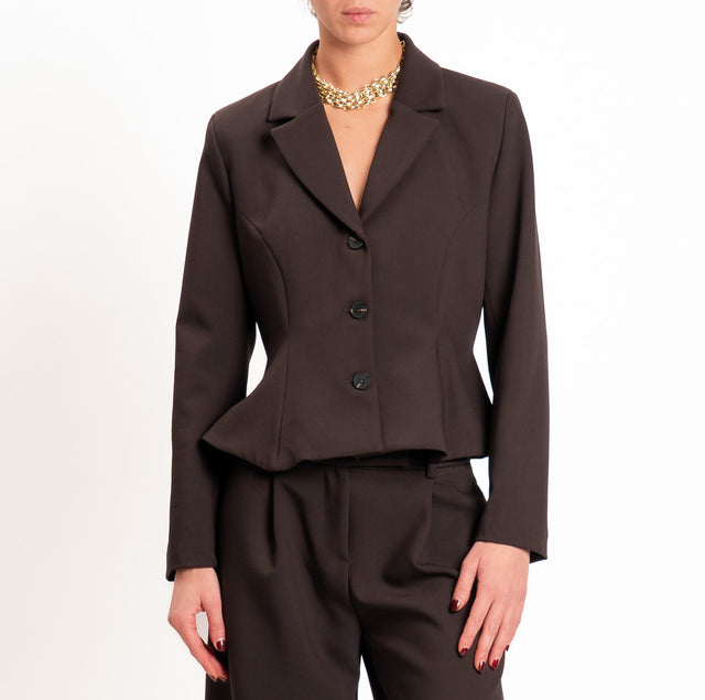 Tensione in-Giacca slim fit doppio crêpe - moro