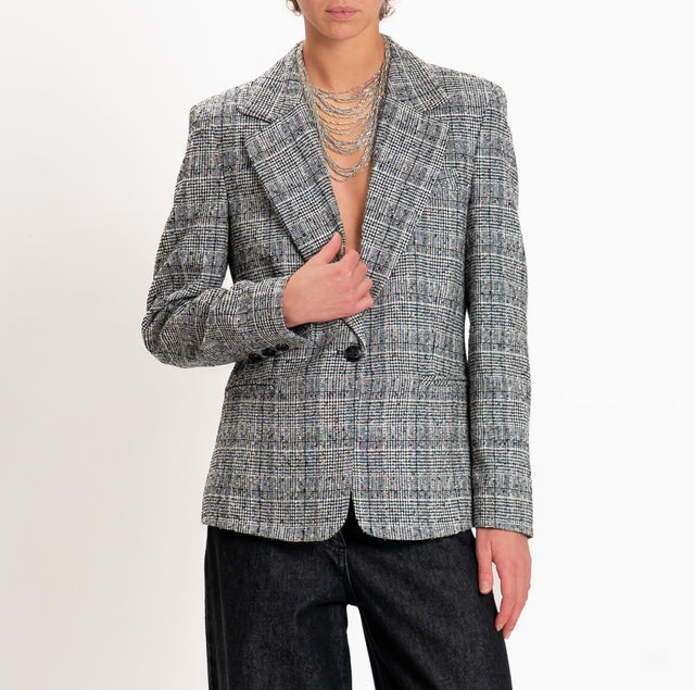 Tensione in-Tweed jacket one button - black/white