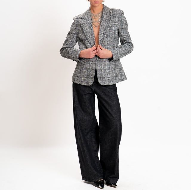 Tensione in-Tweed jacket one button - black/white