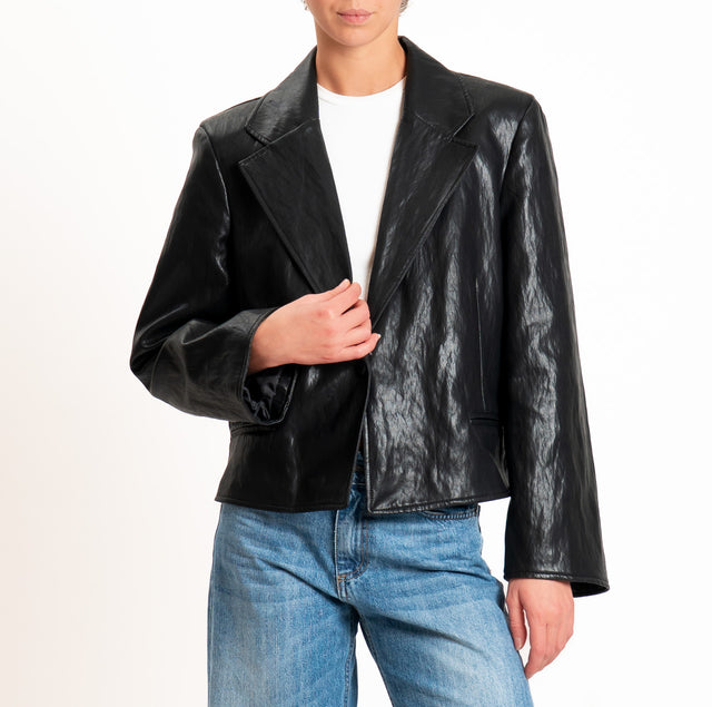 Tensione in-Giacca crop similpelle - nero