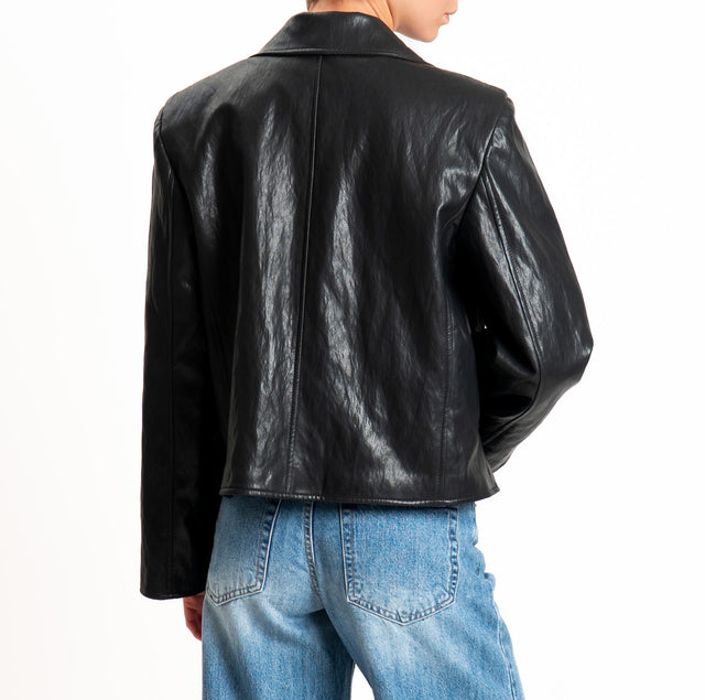 Tensione in-Giacca crop similpelle - nero