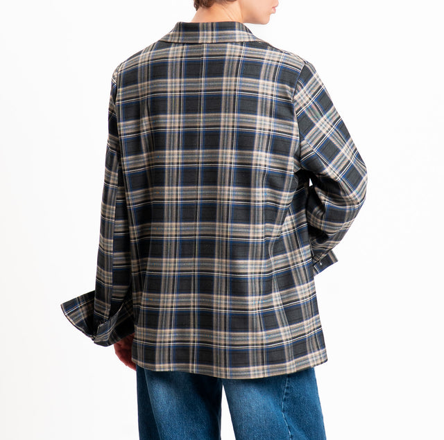 Tensione in-Giacca check oversize - blu/antracite/taupe