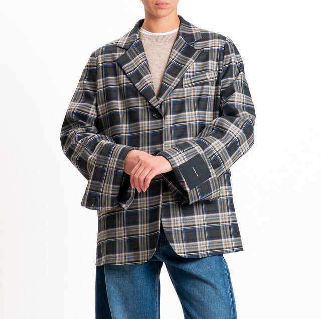 Tensione in-Giacca check oversize - blu/antracite/taupe