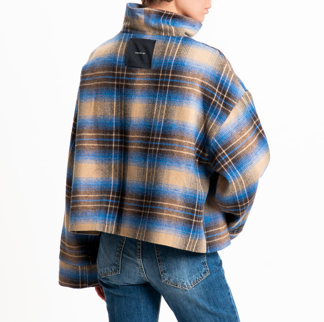 Tensione in-Giacca check collo montato in flanella - beige/royal/moro