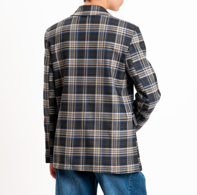 Tensione in-Giacca check spacco dietro - blu/antracite/taupe