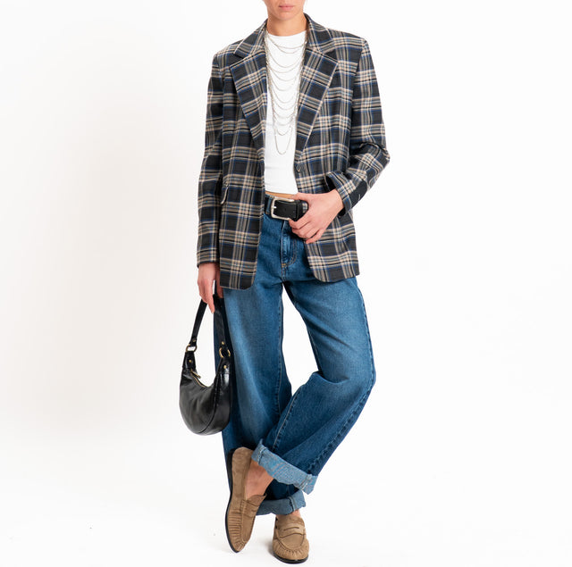 Tensione in-Giacca check spacco dietro - blu/antracite/taupe