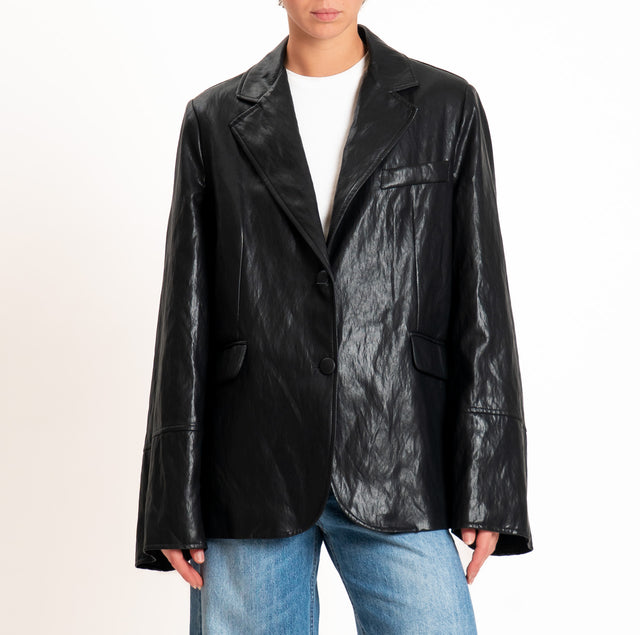 Tensione in-Giacca oversize in similpelle - nero