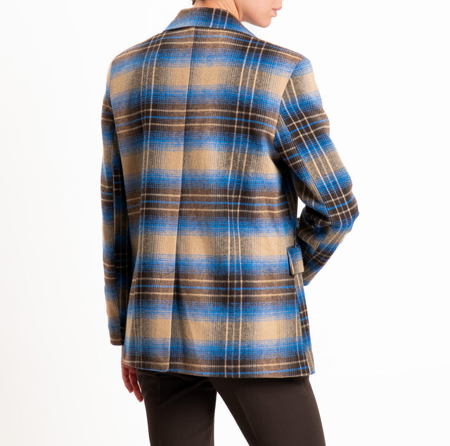 Tensione in-Giacca check spacco dietro in flanella - beige/royal/moro