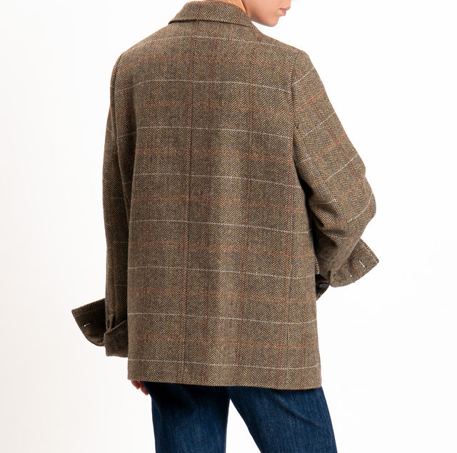 Tensione in-Giacca over misto lana con spille - moro/beige