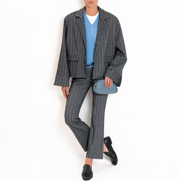 Tension in-Peach wide sleeve jacket - white/black