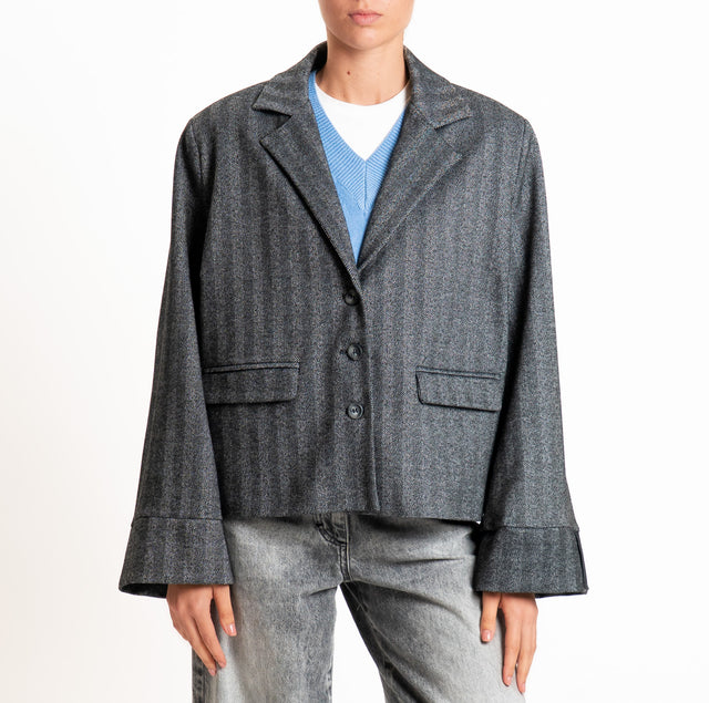 Tension in-Peach wide sleeve jacket - white/black