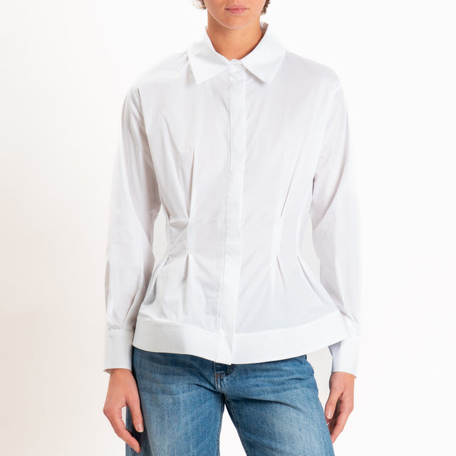 Tensione in-Camicia cotone strutturata - bianco