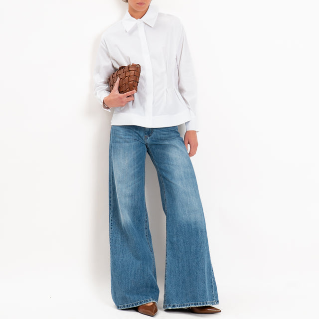 Tensione in-Camicia cotone strutturata - bianco