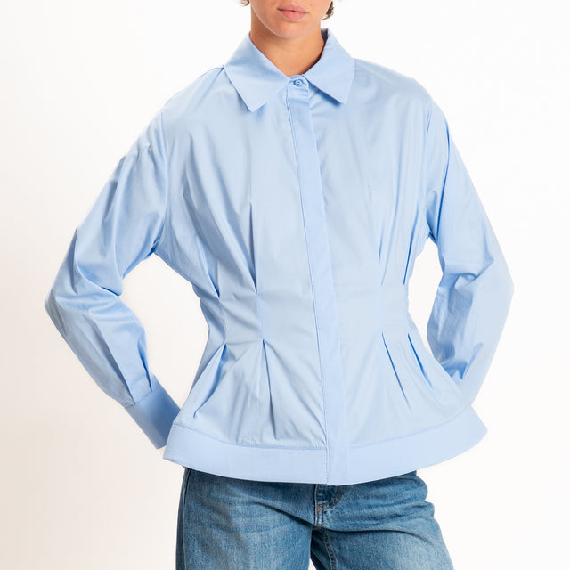 Tensione in-Camicia cotone strutturata - azzurro