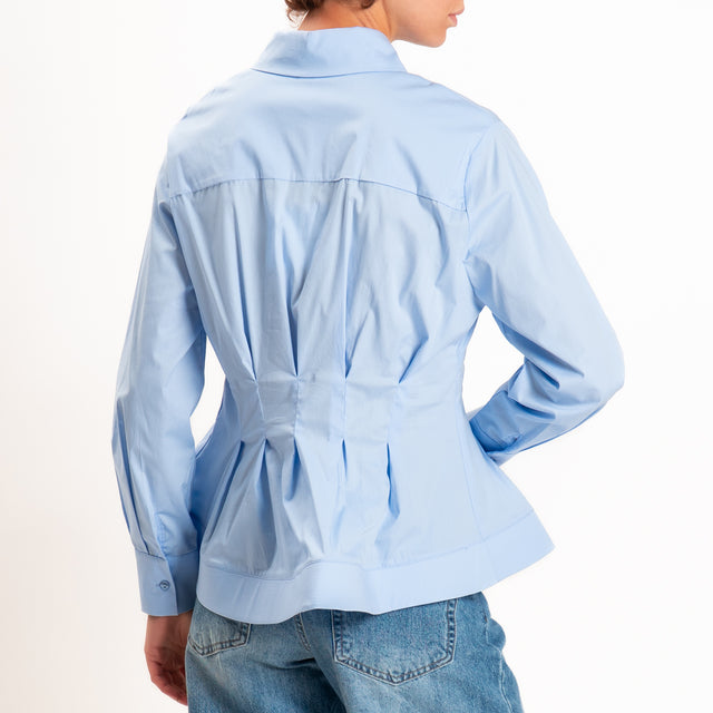 Tensione in-Camicia cotone strutturata - azzurro