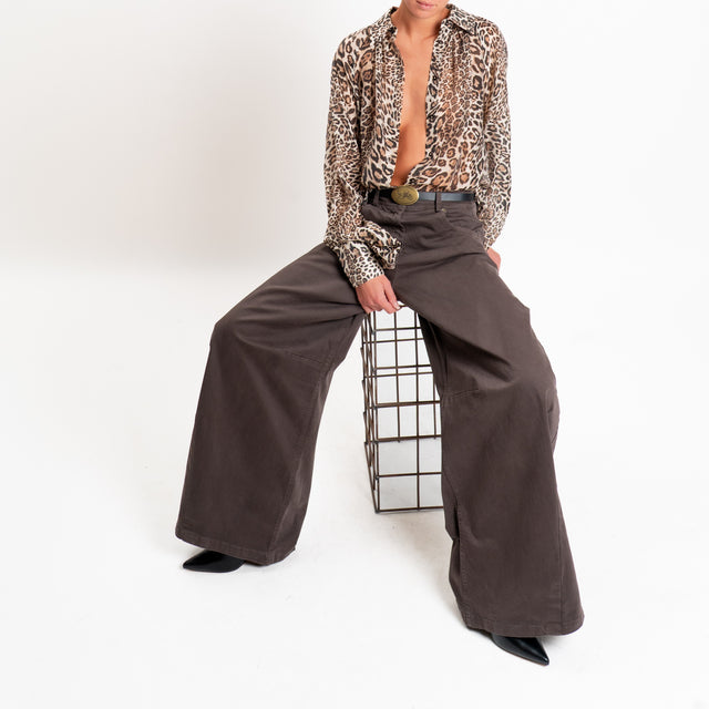 Tensione in-Camicia tencel fantasia animalier - sand/nero