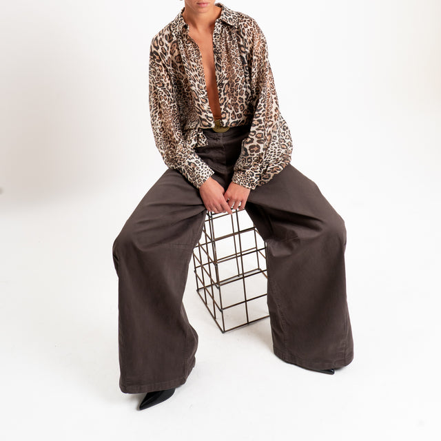 Tensione in-Camicia tencel fantasia animalier - sand/nero