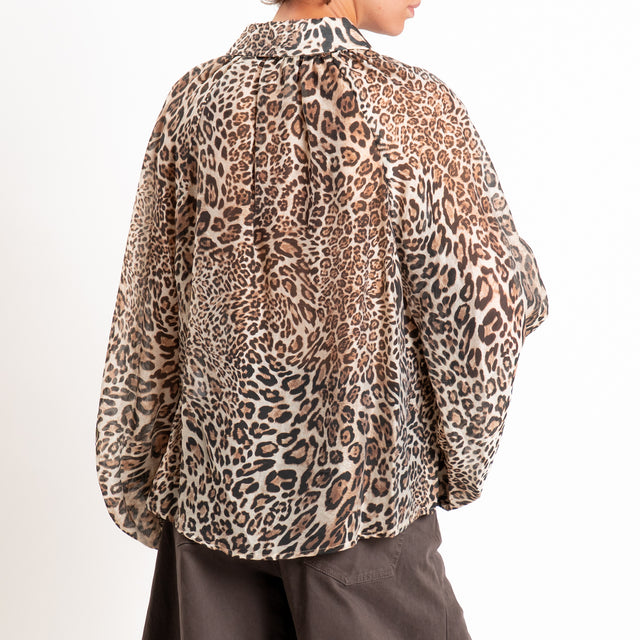 Tensione in-Camicia tencel fantasia animalier - sand/nero