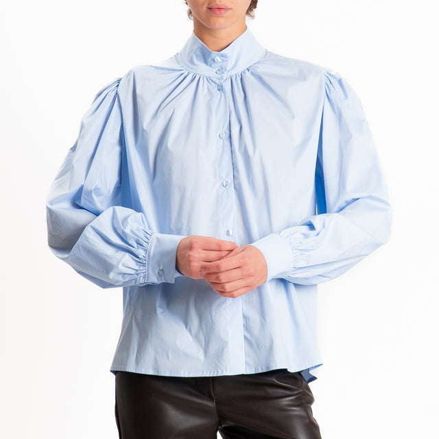 Tensione in-Camicia collo montato - celeste