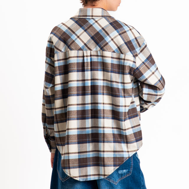 Tensione in-Camicia check flanella - sky/burro/moro