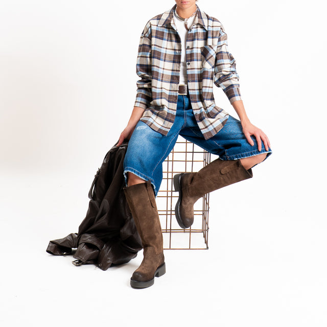 Tensione in-Camicia check flanella - sky/burro/moro